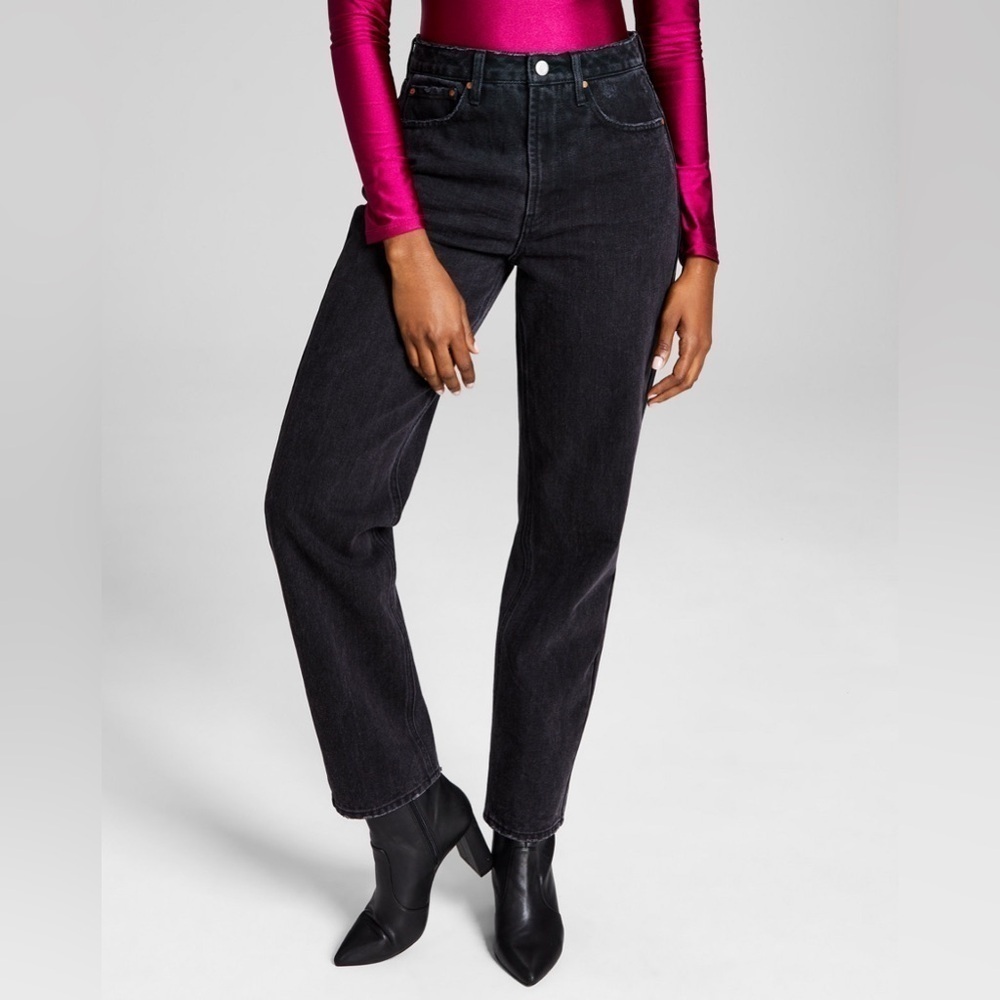 WJ2. NWT AND NOW THIS Women's Ultra High Rise Straight Jeans Neal(blk) 16w